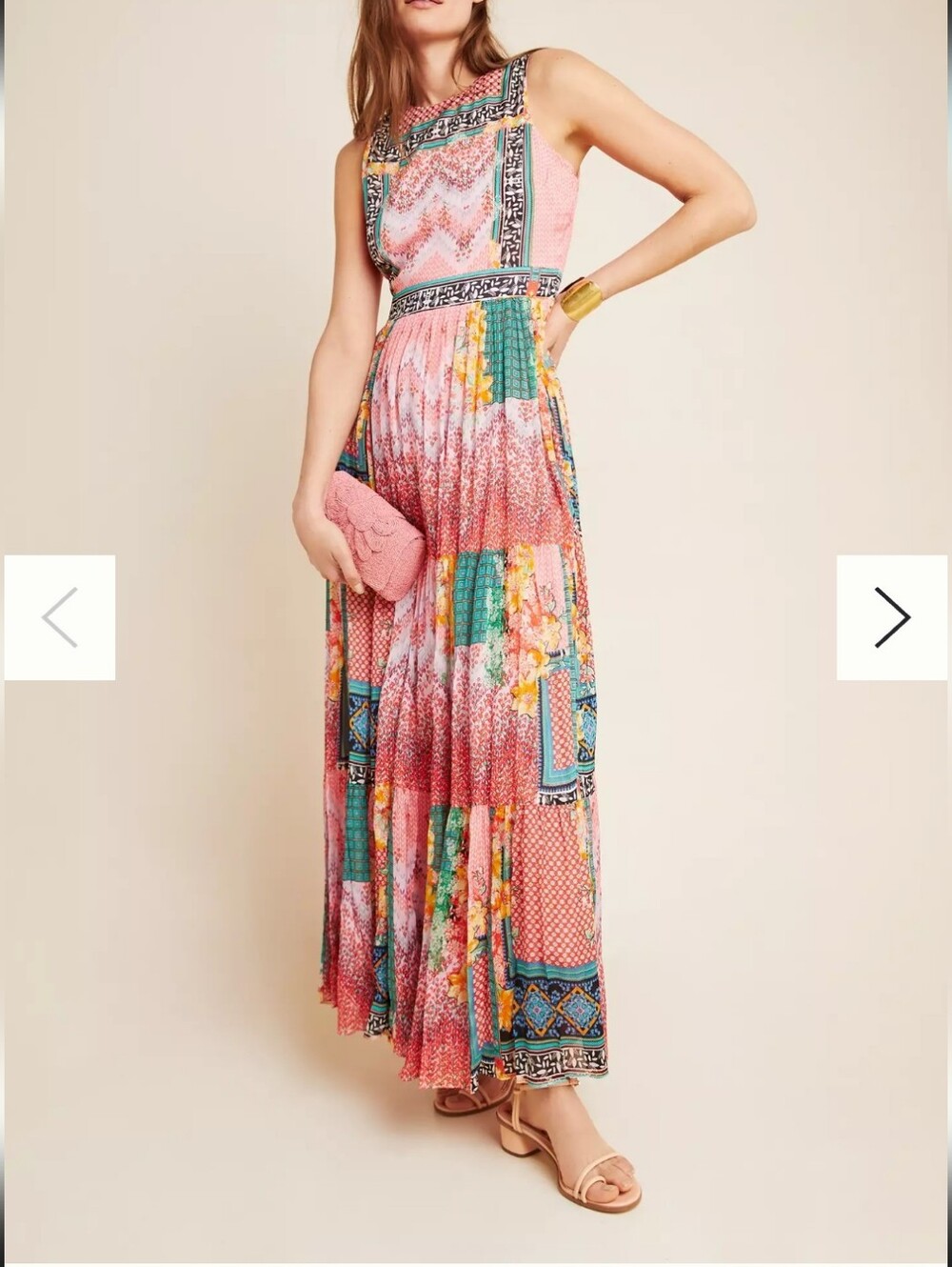 Anthropologie Bhanuni by Jyoti Alessandra Boho Maxi Dress Patchwork Print Sz 2 - Picture 3 of 15